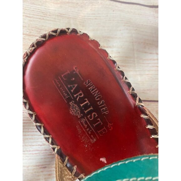 L'Artiste Women's Red Leather Wearable Art Sandals - 40 - Picture 6 of 14